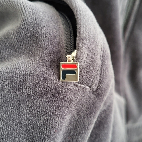 FILA *Tall* Vintage Velour Full Zip Tracksuit Jacket Pockets Gray Big 3XLT fb - Picture 8 of 14